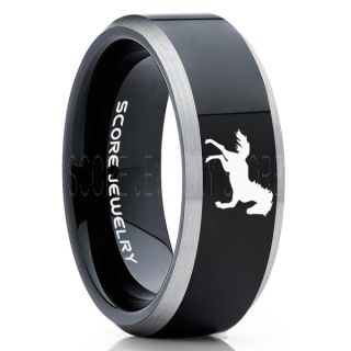 Mustang Ring, Horse Ring, Mustang Band, Equestrian Ring, Horse Lovers Ring, Western Ring, Cowboys Ring, Black Tungsten Ring, Black Wedding Band, Horse Wedding Ring