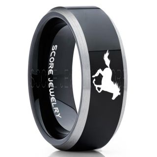 Mustang Ring, Horse Ring, Mustang Band, Equestrian Ring, Horse Lovers Ring, Western Ring, Cowboys Ring, Black Tungsten Ring, Black Wedding Band, Horse Wedding Ring