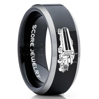 Tank Truck Ring, Tanker Ring, Fuel Truck, Truck Driver Ring, Trucker Ring, Black Tungsten Ring, Trucker Jewelry, Truck Driver Wedding Band, Black Tungsten Band, Black Wedding Ring