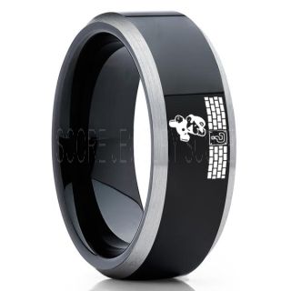 Gamer Ring, Super Mario Ring, Super Mario Jewelry, Super Mario Brothers Ring, Gamer Jewelry, Super Mario Wedding Ring, Super Mario Wedding Band, Black Tungsten Ring, Black Wedding Band