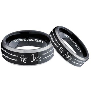 Jack and Sally Rings, Jack and Sally Wedding Bands, Black Tungsten Rings, Black Tungsten Wedding Bands, Jack and Sally Wedding Rings