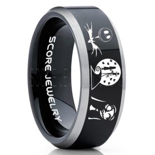 Jack and Sally Ring, Jack and Sally Wedding Band, We're Simply Meant To Be Ring, Black Tungsten Ring, Black Tungsten Wedding Band, Jack and Sally Wedding Ring