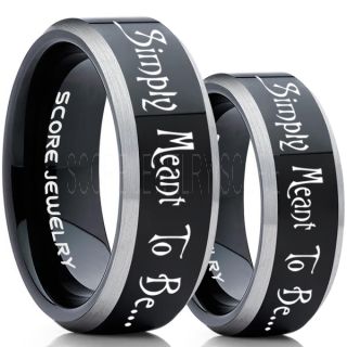 Simply Meant To Be Rings, Jack and Sally Rings, Jack and Sally Wedding Bands, Black Tungsten Rings, Black Tungsten Wedding Bands, Jack and Sally Wedding Rings