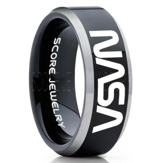 NASA Ring, NASA Jewelry, Astronomy Ring, Space Ring, Space Jewelry, Black Wedding Ring, Black Tungsten Band, NASA Wedding Band, NASA Wedding Ring