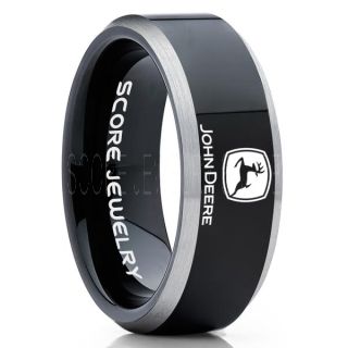John Deere Ring, Farmer Ring, Agriculture Ring, Construction Machinery Ring, John Deere Jewelry, John Deere Machinery Ring, Farmer Tungsten Wedding Ring, Black Tungsten Ring
