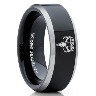 Buck Slayer Ring, Deer Hunting Ring, Hunting Ring, Deer Hunting Jewelry, Deer Buck Ring, Outdoorsman Ring, Deer Jewelry, Black Tungsten Band