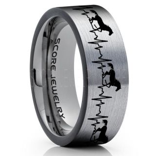 Mustang Ring, Horse Ring, Mustang Heartbeat Ring, Equestrian Ring, Horse Lovers Ring, Western Ring, Cowboys Ring, Silver Tungsten Ring, Silver Wedding Band, Horse Wedding Ring