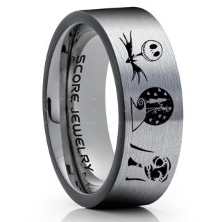 Jack and Sally Ring, Jack and Sally Wedding Band, We're Simply Meant To Be Ring, Silver Tungsten Ring, Silver Tungsten Wedding Band, Jack and Sally Wedding Ring