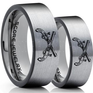 Revolver Rings, 2 Piece Couple Set Vintage Revolver Rings, Military Rings, Handgun Rings, Gun Rings, Antique Revolver Rings, Antique Revolver Jewelry, Silver Tungsten Rings