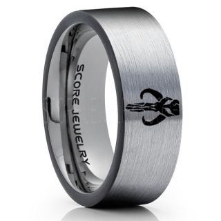 Boba Fett Ring, Boba Fett Mythosaur Skull Ring, Boba Fett Mandalorian Ring, Star Wars Ring, Star Wars Wedding Band, Silver Mandalorian Wedding Ring, Silver Tungsten Band, Mandalorian Wedding Band, Star Wars Wedding Ring, Star Wars Mandalorian Jewelry