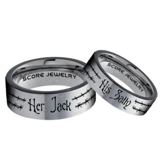 Jack and Sally Rings, Jack and Sally Wedding Bands, Silver Tungsten Rings, Silver Tungsten Wedding Bands, Jack and Sally Wedding Rings, Matching Couple Rings