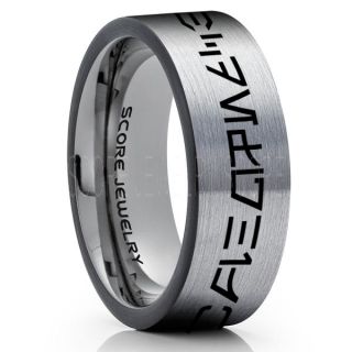 Aurebesh Ring, Star Wars Ring, Customize Your Own Text in Aurebesh, Star Wars Wedding Band, Silver Aurebesh Wedding Ring, Silver Tungsten Band, Aurebesh Wedding Band, Star Wars Wedding Ring, Star Wars Aurebesh Jewelry