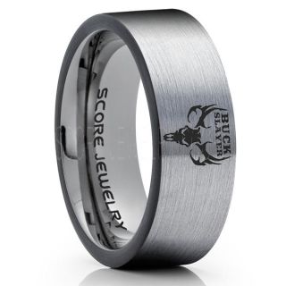 Buck Slayer Ring, Deer Hunting Ring, Hunting Ring, Deer Hunting Jewelry, Deer Buck Ring, Outdoorsman Ring, Deer Jewelry, Silver Tungsten Band