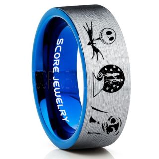 Jack and Sally Ring, Jack and Sally Wedding Band, We're Simply Meant To Be Ring, Silver Tungsten Ring, Silver Tungsten Wedding Band, Jack and Sally Wedding Ring