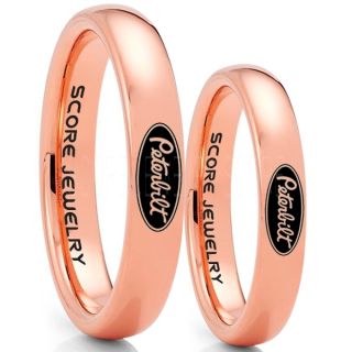 Peterbilt Rings, Peterbilt Jewelry, 2 Piece Couple Set 14K Rose Gold Tungsten Rings, Trucker Rings, Truck Driver Rings, Driver Rings, Rose Gold Tungsten Wedding Bands
