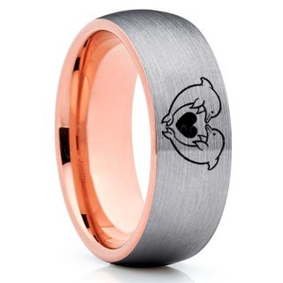 Dolphins Ring, Dolphin Heart Ring, Dolphin Wedding Ring, Dolphin Wedding Band, Marine Life Ring, Bottlenose Dolphins Ring, Silver Tungsten Ring, Silver Wedding Band, Ocean Life Wedding Band