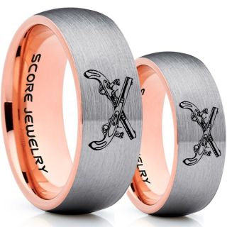 Revolver Rings, 2 Piece Couple Set Vintage Revolver Rings, Military Rings, Handgun Rings, Gun Rings, Antique Revolver Rings, Antique Revolver Jewelry, Silver Tungsten Rings