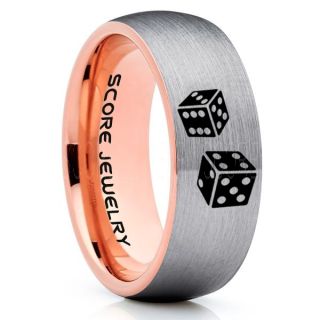 Craps Ring, Dice Ring, Dice Jewelry, Dice Wedding Ring, Poker Ring, Gaming Ring, Casino Ring, Joker Ring, Silver Wedding Band, Silver Tungsten Ring