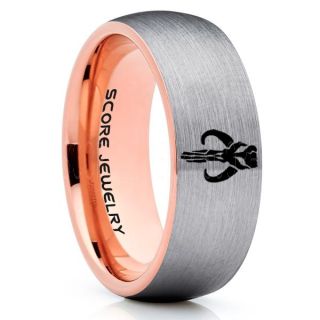 Boba Fett Ring, Boba Fett Mythosaur Skull Ring, Boba Fett Mandalorian Ring, Star Wars Ring, Star Wars Wedding Band, Silver Mandalorian Wedding Ring, Silver Tungsten Band, Mandalorian Wedding Band, Star Wars Wedding Ring, Star Wars Mandalorian Jewelry