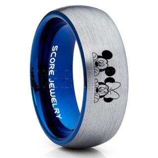 Mickey Mouse Ring, Minnie Mouse Ring, Mickey and Minnie Ring, Mickey Mouse Wedding Band, Disney Wedding Band, Disney Ring, Silver Tungsten Wedding Ring, Disney Jewelry