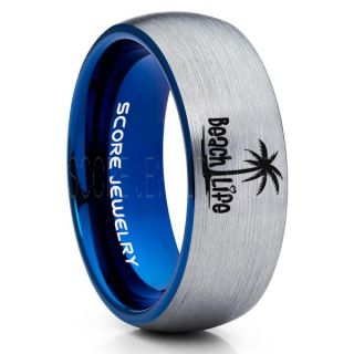 Palm Tree Ring, Tropical Ring, Palm Tree Jewelry, Palm Tree Wedding Band, Tropical Palm Tree Ring, Beach Ring, Silver Tungsten Ring, Silver Wedding Band, Beach Life Ring