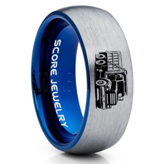 Dump Truck Ring, Truck Driver Ring, Trucker Ring, Silver Tungsten Ring, Trucker Jewelry, Truck Driver Wedding Band, Silver Tungsten Band, Silver Wedding Ring