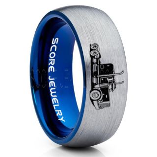 Truck Driver Ring, Trucker Ring, Silver Tungsten Ring, Trucker Jewelry, Truck Driver Wedding Band, Silver Tungsten Band, Silver Wedding Ring