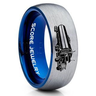 Tank Truck Ring, Tanker Ring, Fuel Truck, Truck Driver Ring, Trucker Ring, Silver Tungsten Ring, Trucker Jewelry, Truck Driver Wedding Band, Silver Tungsten Band, Silver Wedding Ring