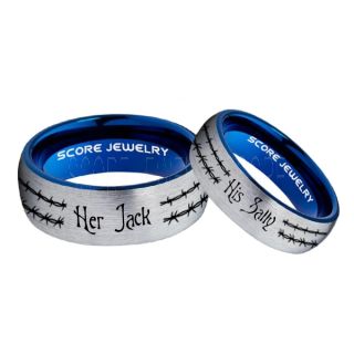 Jack and Sally Rings, Jack and Sally Wedding Bands, Silver Tungsten Rings, Silver Tungsten Wedding Bands, Jack and Sally Wedding Rings, Matching Couple Rings