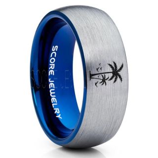 Palm Tree Ring, Tropical Ring, Palm Tree Jewelry, Palm Tree Wedding Band, Tropical Palm Tree Ring, Beach Ring, Silver Tungsten Ring, Silver Wedding Band, Beach Life Ring