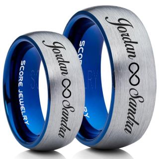 Infinity Couple Rings, Matching Couple Wedding Rings Set, Couple Wedding Rings, CUSTOMIZE YOUR NAMES Wedding Bands, Always and Forever Jewelry, Silver Tungsten Wedding Ring, Silver Tungsten Rings