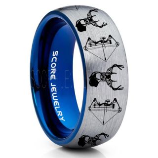 Deer Hunting Ring, Elk Hunting Ring, Deer Hunting Tungsten Ring, Crossbow Deer Hunting Ring, Crossbow Deer Ring, Deer Jewelry, Silver Tungsten Wedding Band