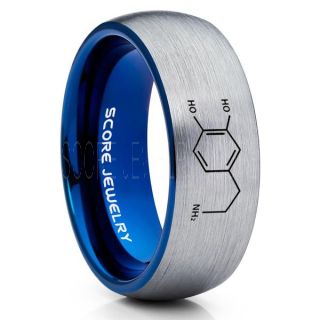 Dopamine Ring, Hormone Ring, Neurotransmitter Ring, Science Jewelry, Silver Wedding Ring, Silver Tungsten Ring, Silver Tungsten Wedding Band, Dopamine Jewelry