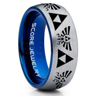 Legend of Zelda Ring, Zelda Triforce Ring, Silver Zelda Wedding Ring, Silver Tungsten Zelda Wedding Band, Silver Tungsten Ring, Silver Wedding Band, Gamer Ring