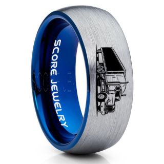 Truck Driver Ring, Trucker Ring, Silver Tungsten Ring, Trucker Jewelry, Truck Driver Wedding Band, Silver Tungsten Band, Silver Wedding Ring