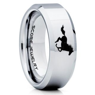 Mustang Ring, Horse Ring, Mustang Band, Equestrian Ring, Horse Lovers Ring, Western Ring, Cowboys Ring, Silver Tungsten Ring, Silver Wedding Band, Horse Wedding Ring