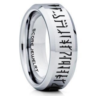 Mandalorian Ring, Star Wars Ring, Customize Your Own Text in Mandalorian, Star Wars Wedding Band, Silver Mandalorian Wedding Ring, Silver Tungsten Band, Mandalorian Wedding Band, Star Wars Wedding Ring, Star Wars Mandalorian Jewelry