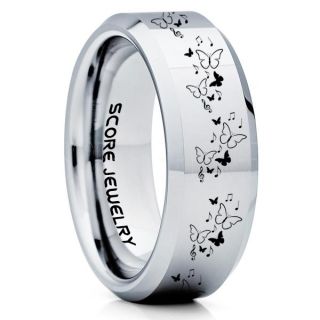 Butterfly Ring, Monarch Butterfly Ring, Butterfly Jewelry, Monarch Butterfly Jewelry, Monarch Butterfly Wedding Band, Animal Lover Ring, Nature Lover Ring, Silver Tungsten Ring, Silver Wedding Band
