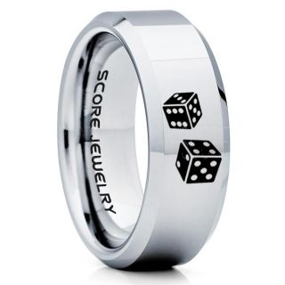 Craps Ring, Dice Ring, Dice Jewelry, Dice Wedding Ring, Poker Ring, Gaming Ring, Casino Ring, Joker Ring, Silver Wedding Band, Silver Tungsten Ring