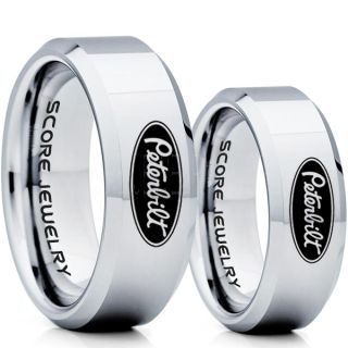 Peterbilt Rings, Peterbilt Jewelry, 2 Piece Couple Set Silver Tungsten Rings, Trucker Rings, Truck Driver Rings, Driver Rings, Silver Tungsten Wedding Bands