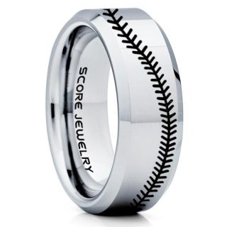 Baseball Ring, Baseball Stitch Pattern Ring, Silver Tungsten Ring, Silver Ring, Silver Wedding Band, Silver Wedding Ring, Baseball Stitch Ring, Silver Tungsten Band