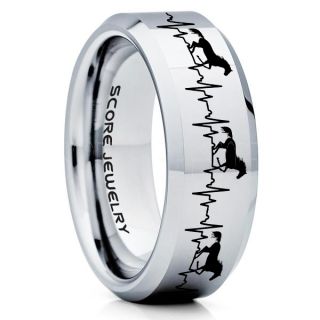Mustang Ring, Horse Ring, Mustang Heartbeat Ring, Equestrian Ring, Horse Lovers Ring, Western Ring, Cowboys Ring, Silver Tungsten Ring, Silver Wedding Band, Horse Wedding Ring