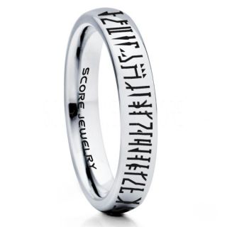 Mandalorian Ring, 4mm Star Wars Ring, Customize Your Own Text in Mandalorian, Star Wars Wedding Band, Silver Mandalorian Wedding Ring, Silver Tungsten Band, Mandalorian Wedding Band, Star Wars Wedding Ring, Star Wars Mandalorian Jewelry
