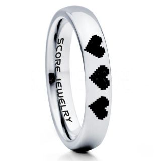 Legend of Zelda Ring, 8 Bit Hearts Ring, Zelda Wedding Ring, Zelda Wedding Band, Gamer Ring, Silver Tungsten Ring, Silver Wedding Band, 8 Bit Hearts Zelda Ring