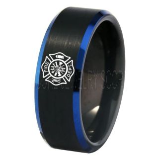 Fire Department Ring, Fireman Ring, Fireman Jewelry, Black Tungsten Band, Black Tungsten Wedding Band, Firefighter Ring, Fire Department Tungsten Ring