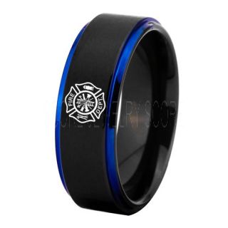 Fire Department Ring, Fireman Ring, Fireman Jewelry, Black Tungsten Band, Black Tungsten Wedding Band, Firefighter Ring, Fire Department Tungsten Ring