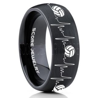 Volleyball Ring, Volleyball Player Ring, Volleyball Coach Ring, Coach Ring, Volleyball Jewelry, Black Volleyball Ring, Black Ring, Black Tungsten Ring, Volleyball Band