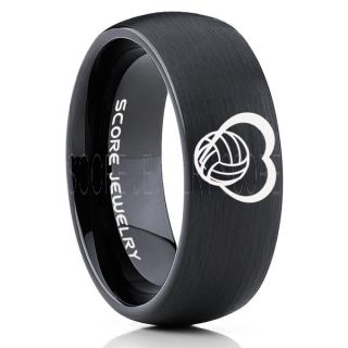 Volleyball Ring, Volleyball Player Ring, Volleyball Coach Ring, Coach Ring, Volleyball Jewelry, Black Volleyball Ring, Black Ring, Black Tungsten Ring, Volleyball Band