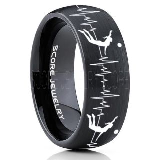 Volleyball Ring, Volleyball Player Ring, Volleyball Coach Ring, Coach Ring, Volleyball Jewelry, Black Volleyball Ring, Black Ring, Black Tungsten Ring, Volleyball Band