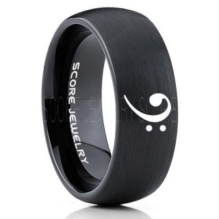 Bass Clef Ring, Music Ring, Music Heartbeat Ring, Music Sheet Ring, Music Jewelry, Piano Ring, Black Tungsten Ring, Black Ring, Black Wedding Band, Treble Clef Note Ring, Music Notes Ring